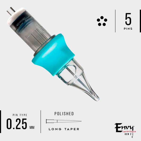 TATSoul Envy Gen 2 Bugpin Tattoo Cartridges Round Liner (10 Pack), Size: 3 Gauge:08/0.25mm