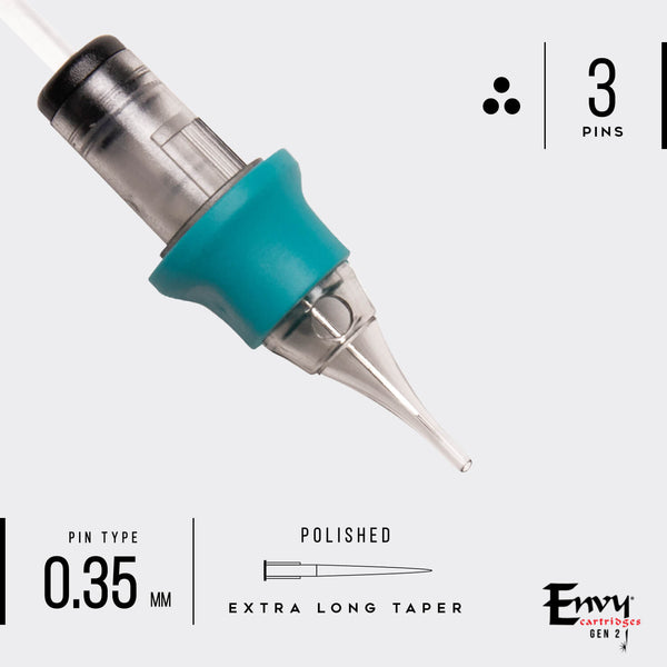 Envy Gen 2 Pico PMU Cartridges Round Liner Extra Long Taper (10 Pack)