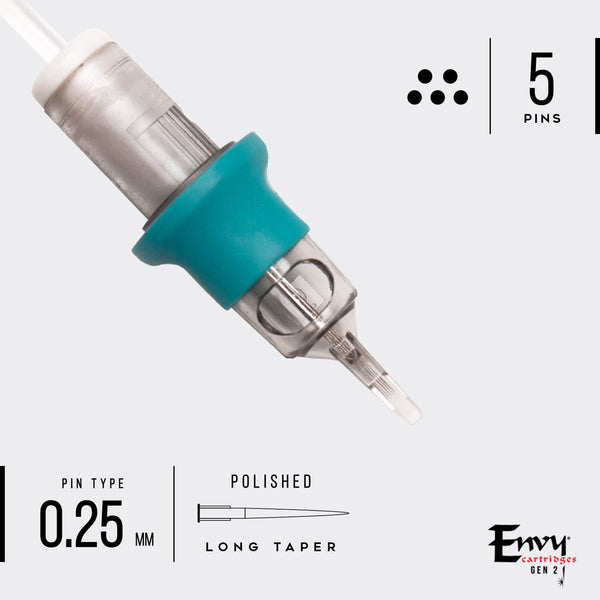 Envy Gen 2 Pico PMU Cartridges 5 Needle Curved Magnum #08 (20 Pack)